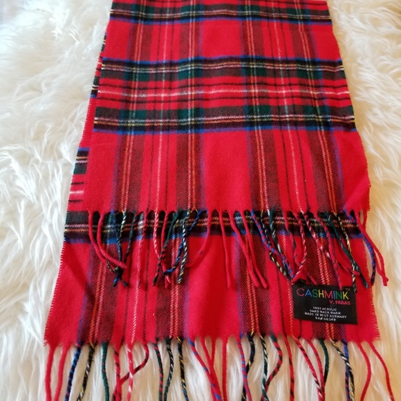 Cashmink V Fraas Accessories - Cashmink V Fraas Red Plaid Scarf Made In Germany